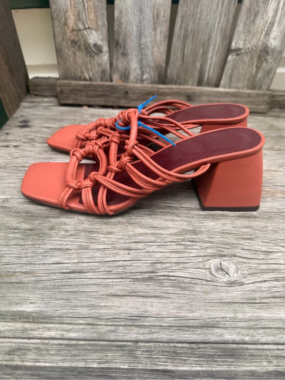 STAUD Adeline Knotted Block Heel Mule in Spice size 38 NWOT